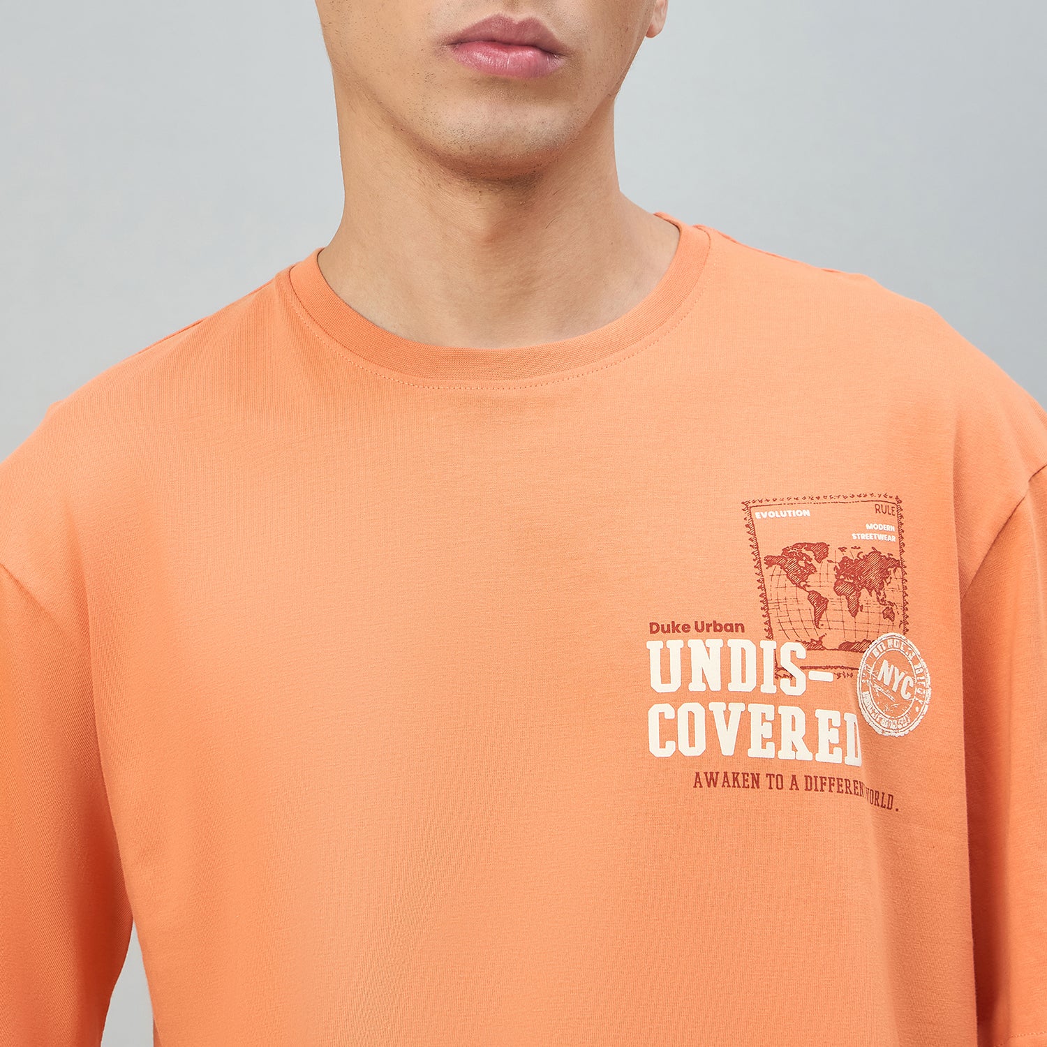 Duke Urban Men Printed Half Sleeve Round Neck Oversized Tshirt (LF7681)
