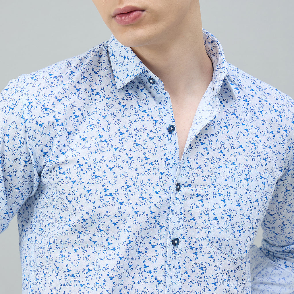 Duke Urban Men Printed Full Sleeve Spread Collar Slim Shirt (SDO8PRBF)