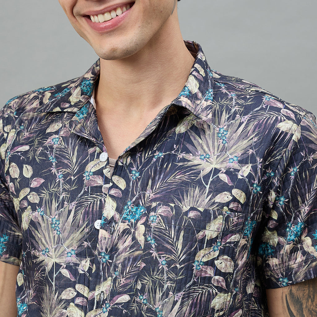 Duke Urban Men Floral Print Half Sleeve Regular Shirt (LF6085T)