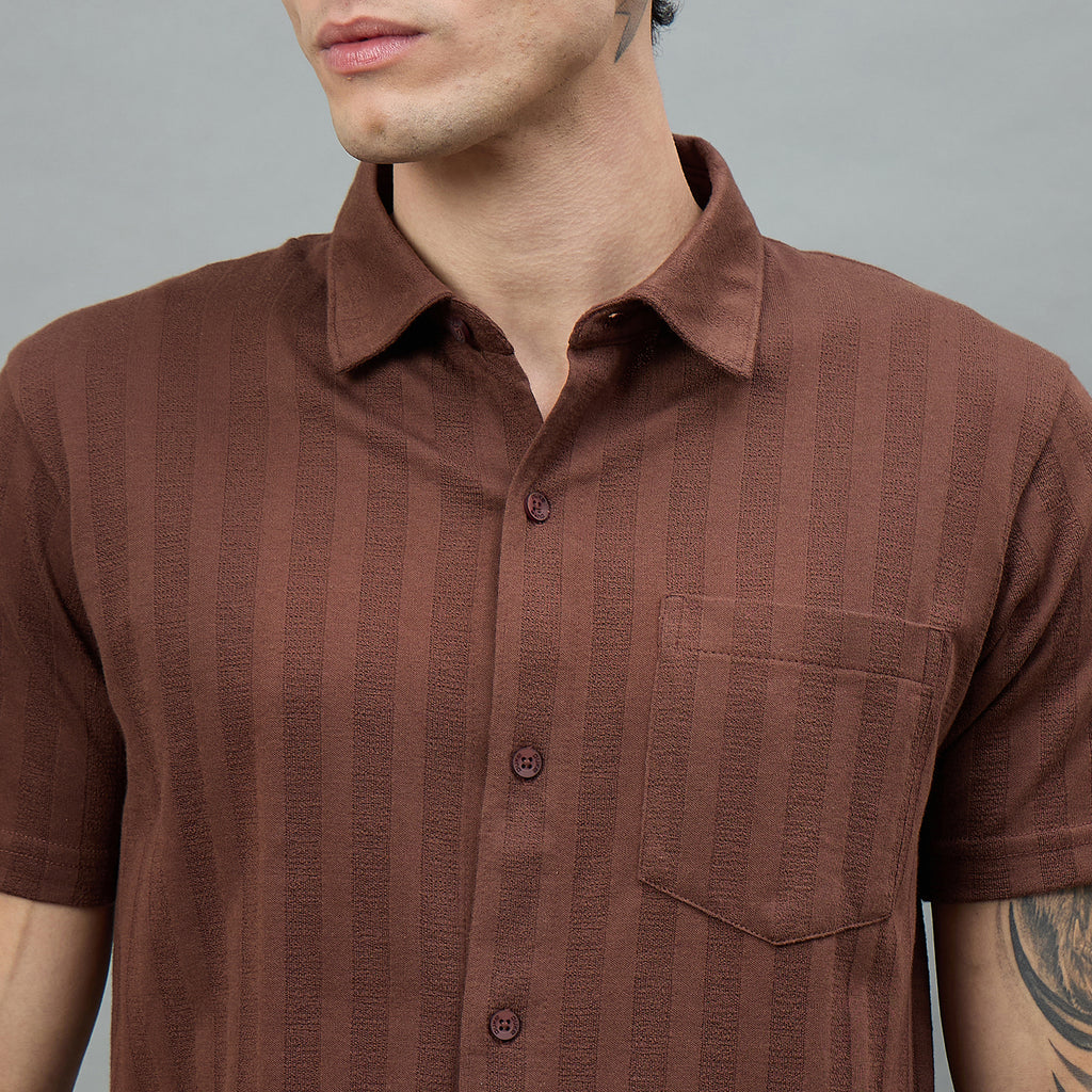 Duke Urban Men Striped Half Sleeve Spread Collar Regular Shirt (LF7662)