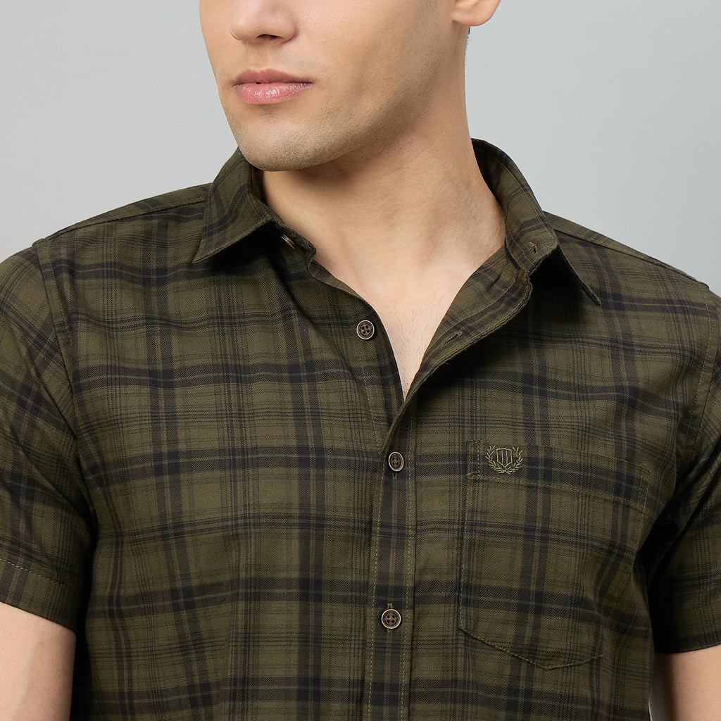 Duke Men Slim Fit Half Sleeve Twill Cotton Shirt (SDO3CKM)