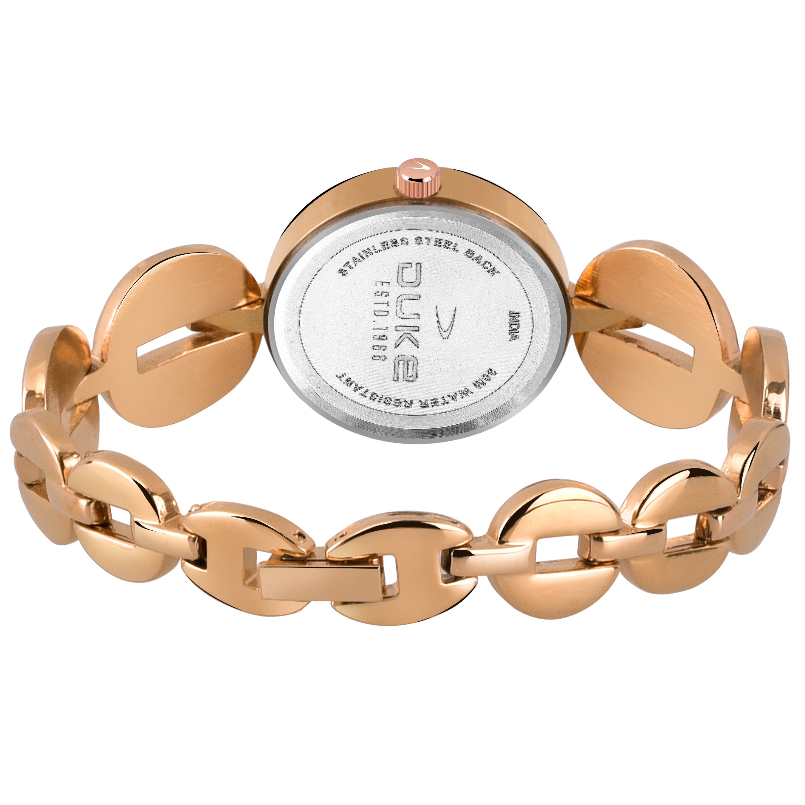Duke Analogue Women Watch Rose Gold Dial Silver Colored Strap (DK5004RW02C)