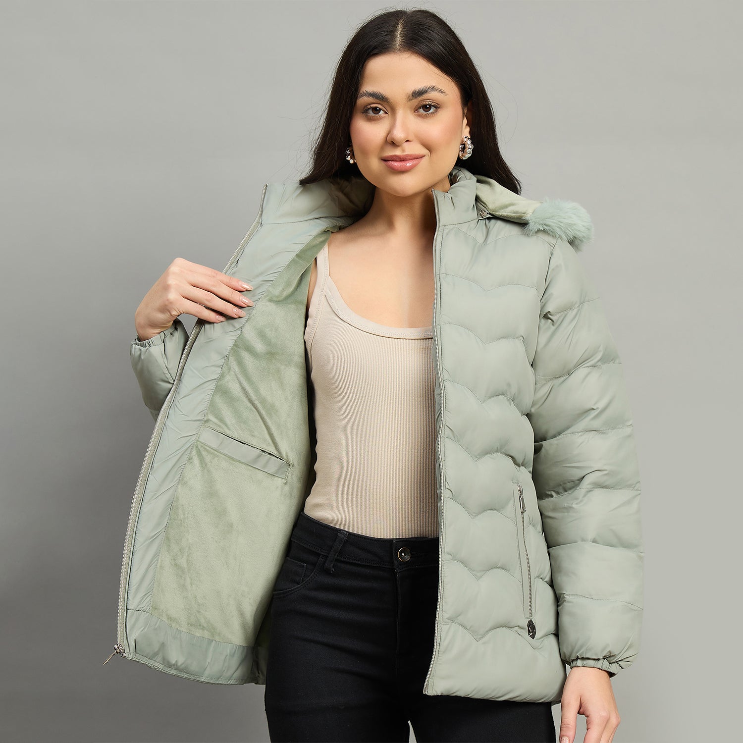 Duke Women Short Style Hooded Bomber Jacket (SDZ4114)