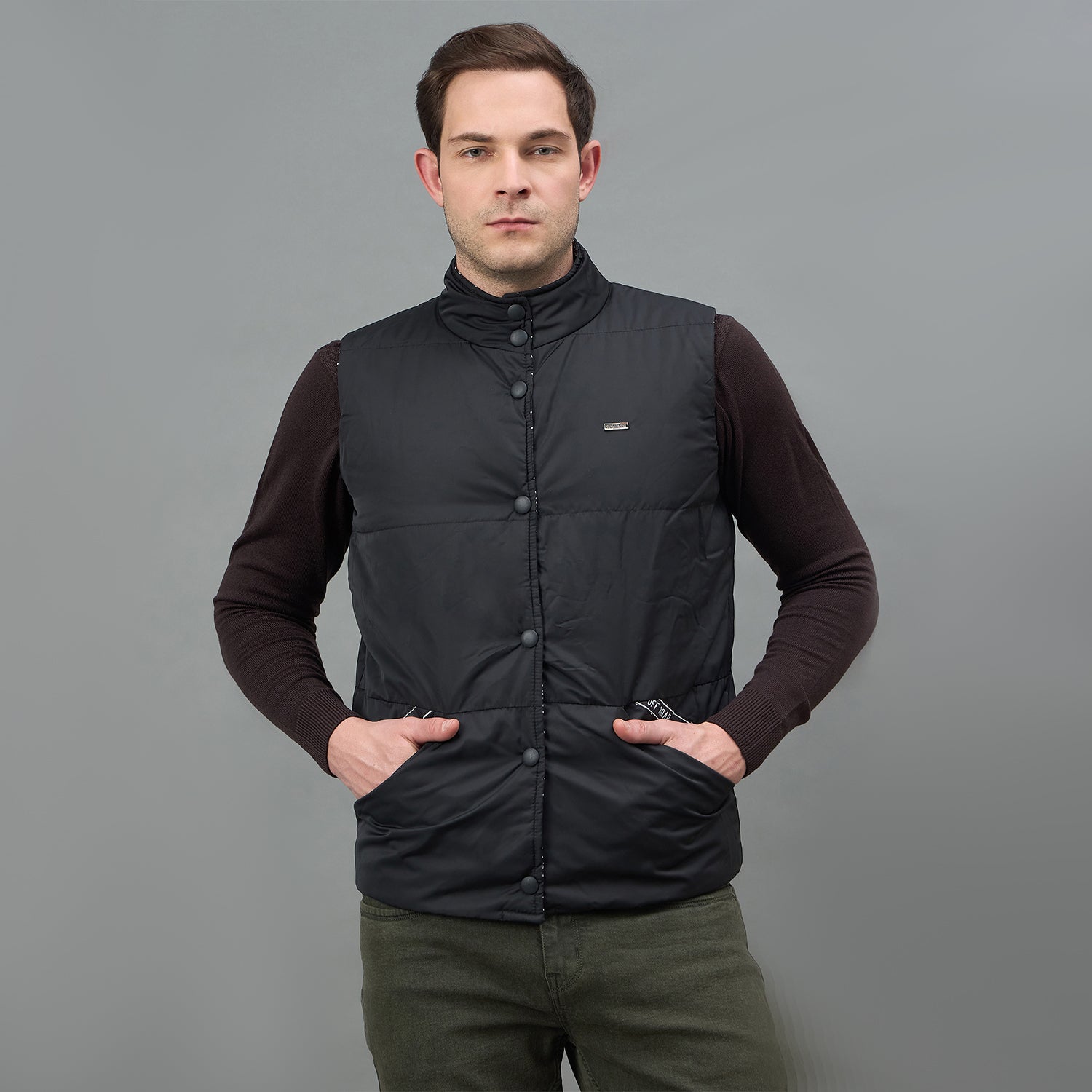 Duke Urban Men Sleeveless High Neck Reversible Jacket (SDZ3057N)