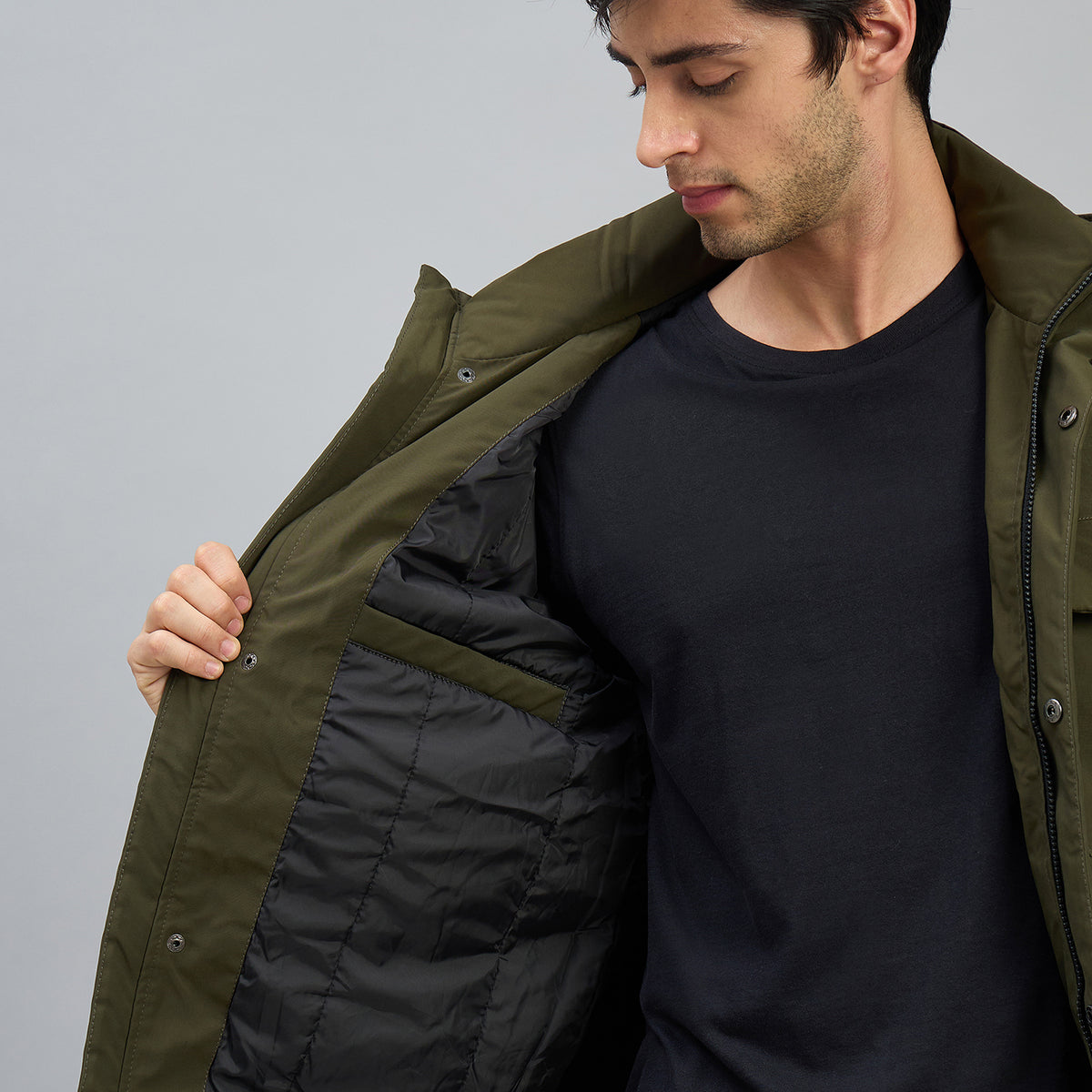 Duke Mens Olive Green Hooded Utility Jacket (SDZ3202)