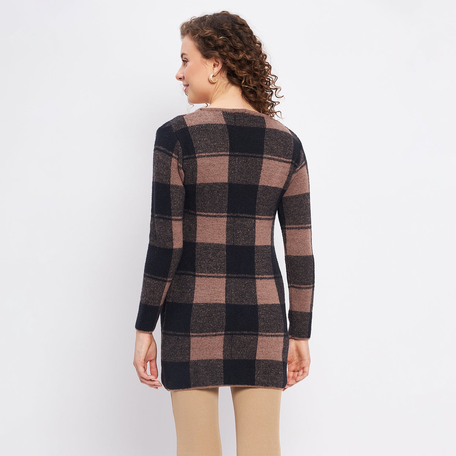 Duke Urban Women Full Sleeve Checkered Long Cardigan (SDS9765)