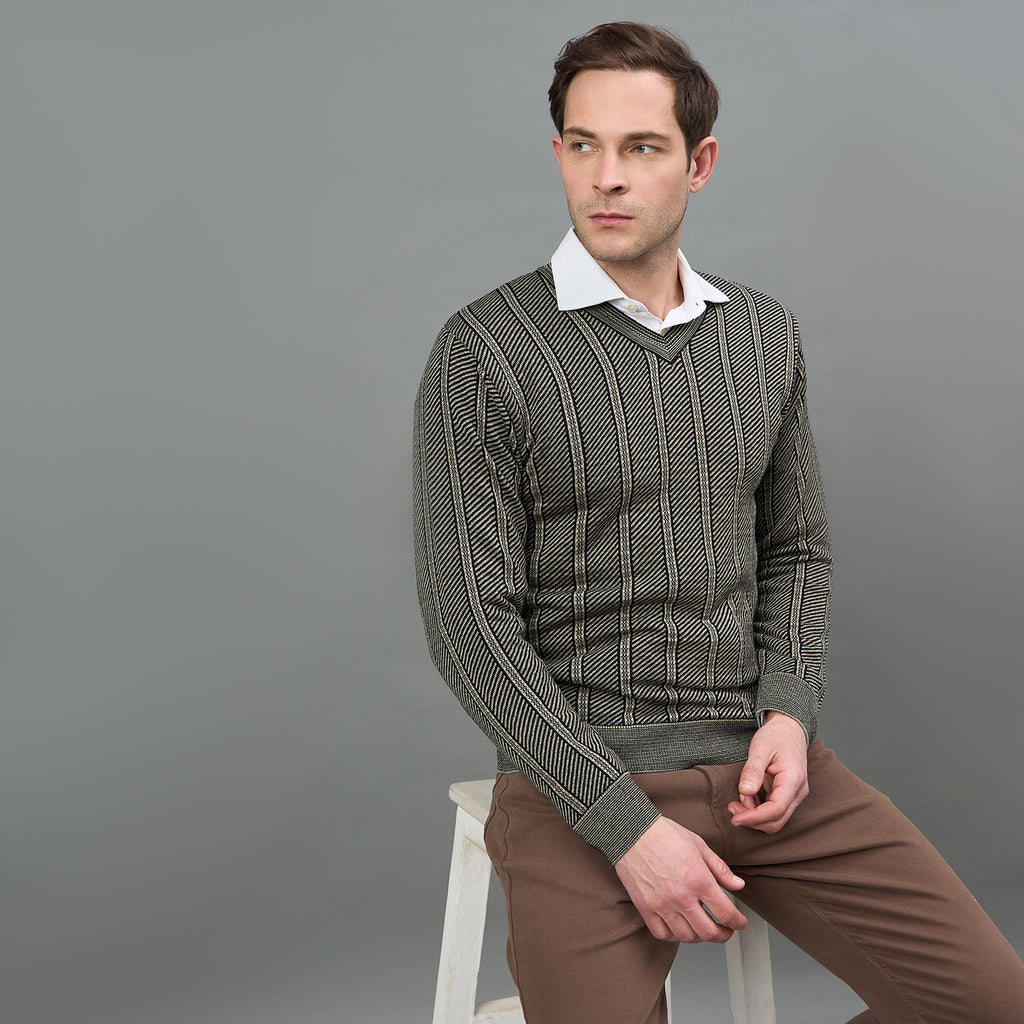 Duke Urban Men Full Sleeve V Neck Regular Sweater (SDS2411)