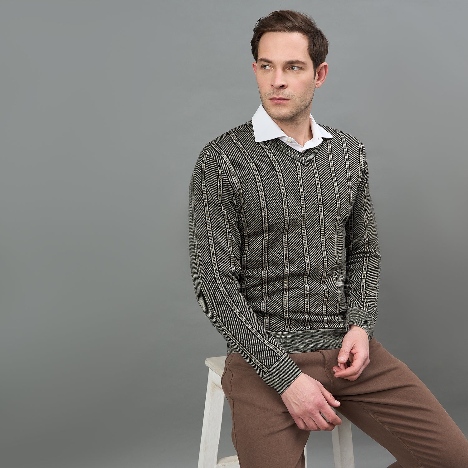 Duke Urban Men Full Sleeve V Neck Regular Sweater (SDS2411)
