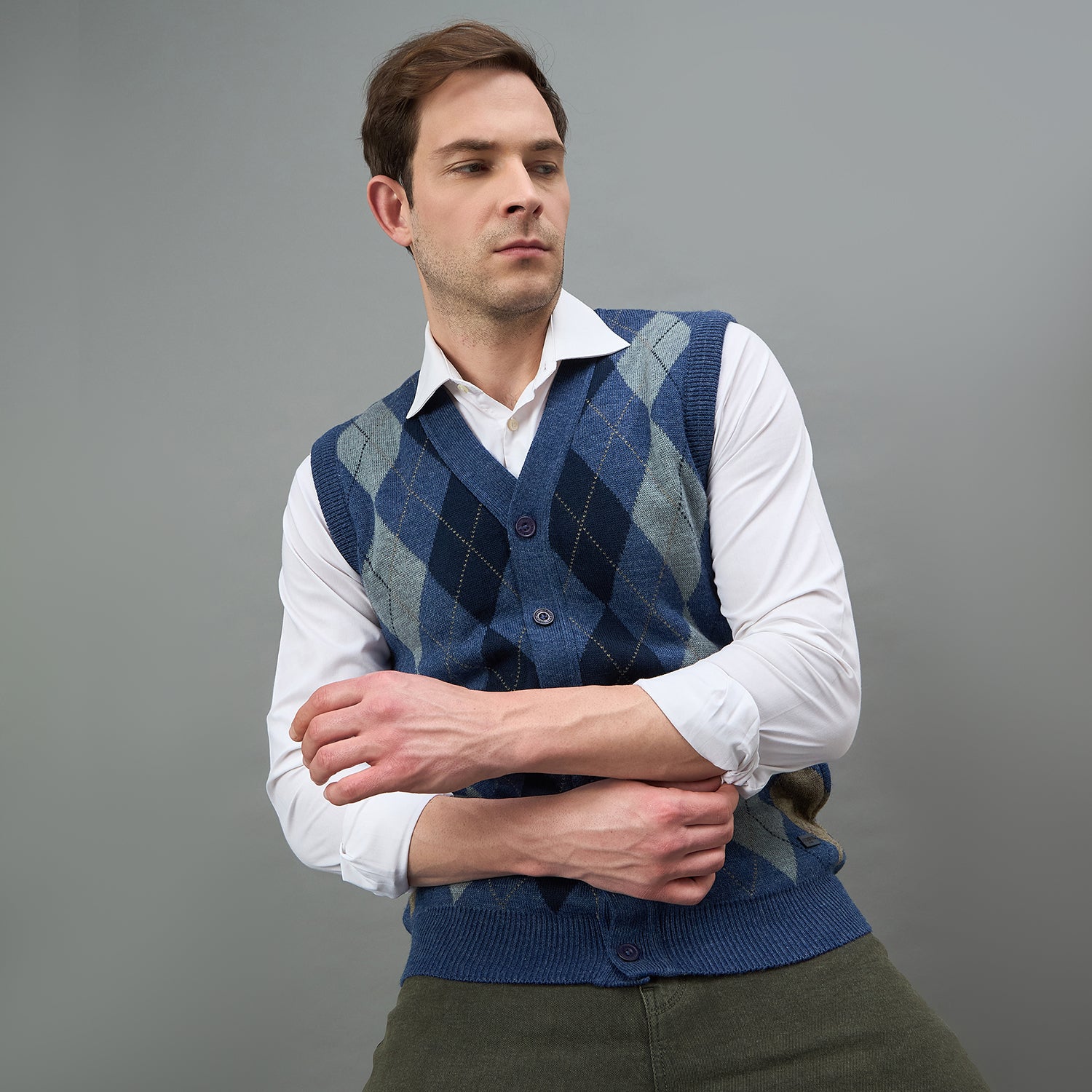 Duke Urban Men Sleeveless V-neck Cardigan (SDS2166)