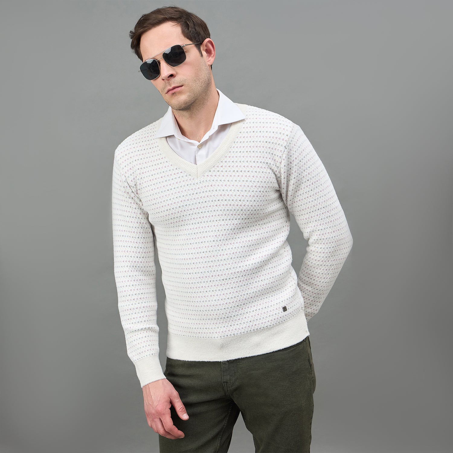 Duke Urban Men Full Sleeve V Neck Regular Sweater (SDS2403)
