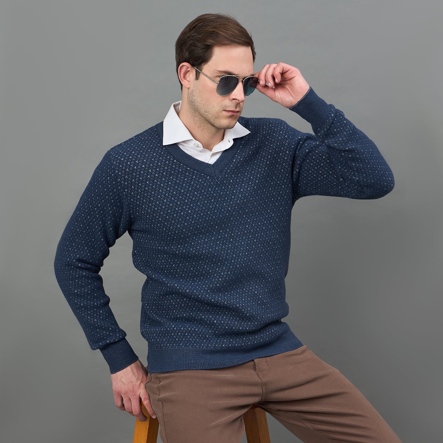 Duke Urban Men Full Sleeve V Neck Regular Sweater (SDS2403)