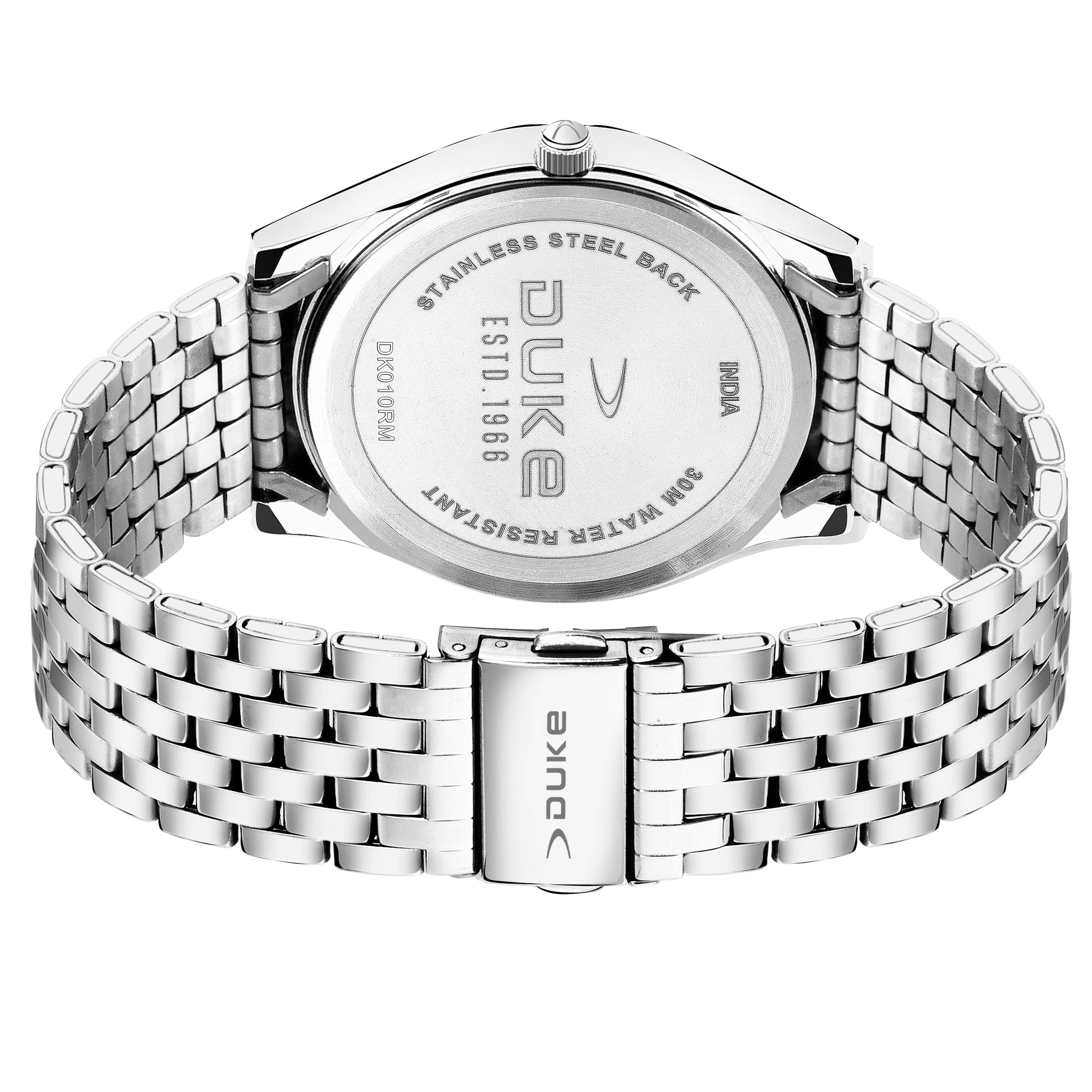 Duke Analogue Men Watch Stylish Stainless Steel Strap Black Dial (DK010RM02C)