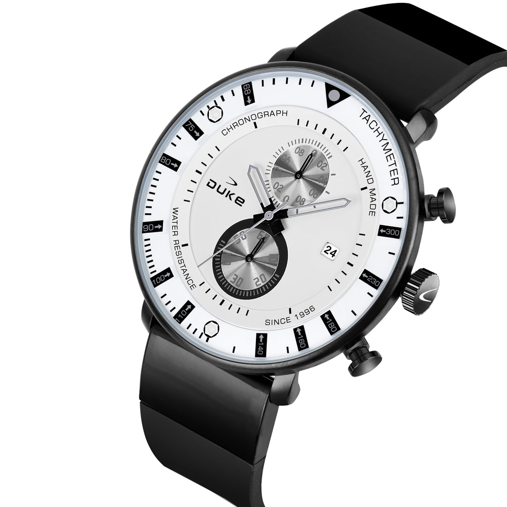 Duke Chronograph Men Watch Stylish PU Leather Strap White Dial (DK4015CRM02C)