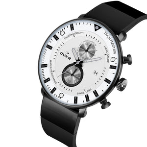 Duke Chronograph Men’s Watch Stylish PU Leather Strap  (White Dial - DK4015CRM02C)