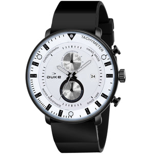 Duke Chronograph Men’s Watch Stylish PU Leather Strap  (White Dial - DK4015CRM02C)