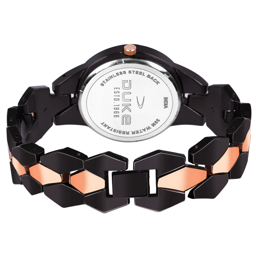 Duke Women Metal Strap Stylish Analog Black Wrist Watch (DK7001RW02C)
