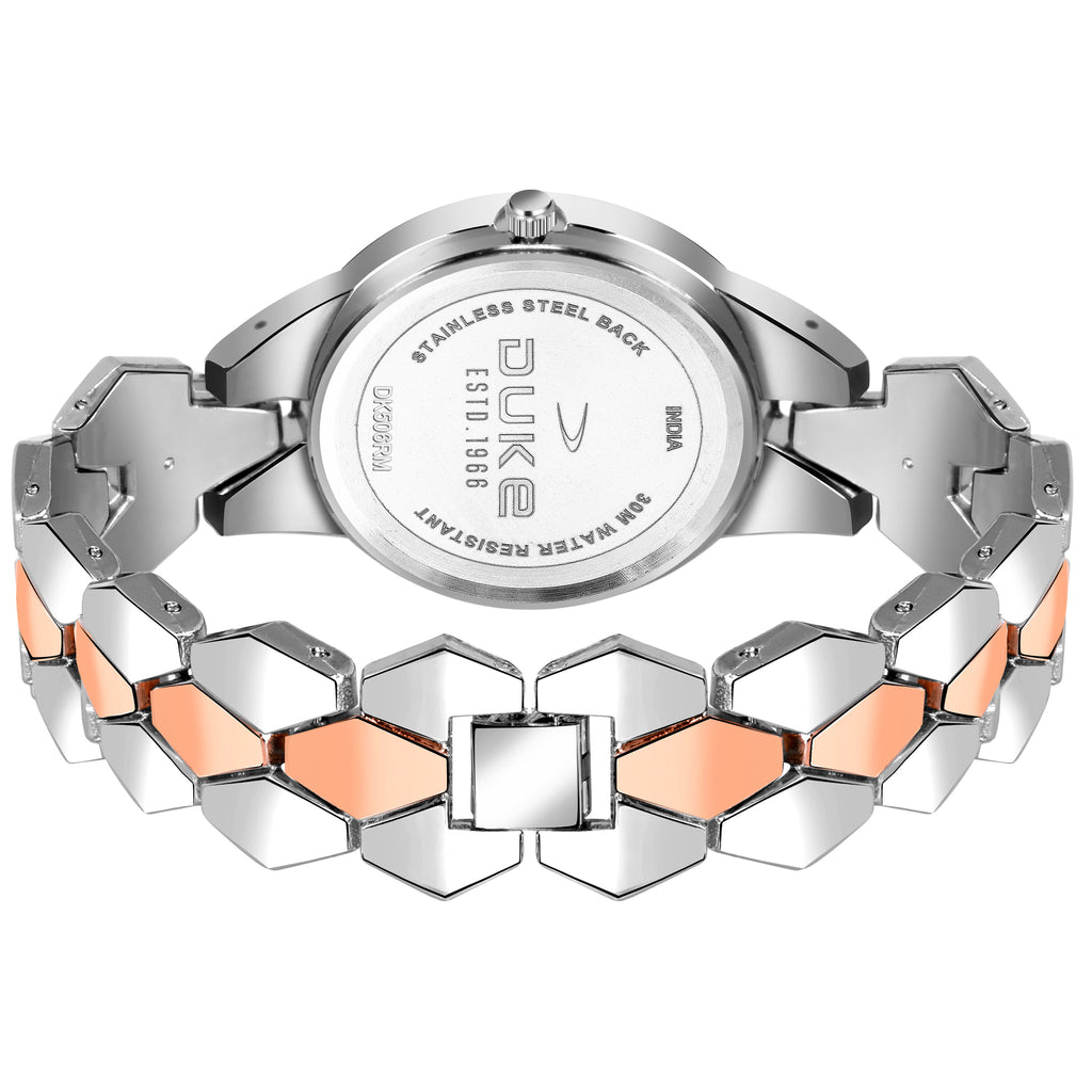 Duke Stylish Analog Silver Metal Strap Wrist Watch for Women (DK7002RW02C)