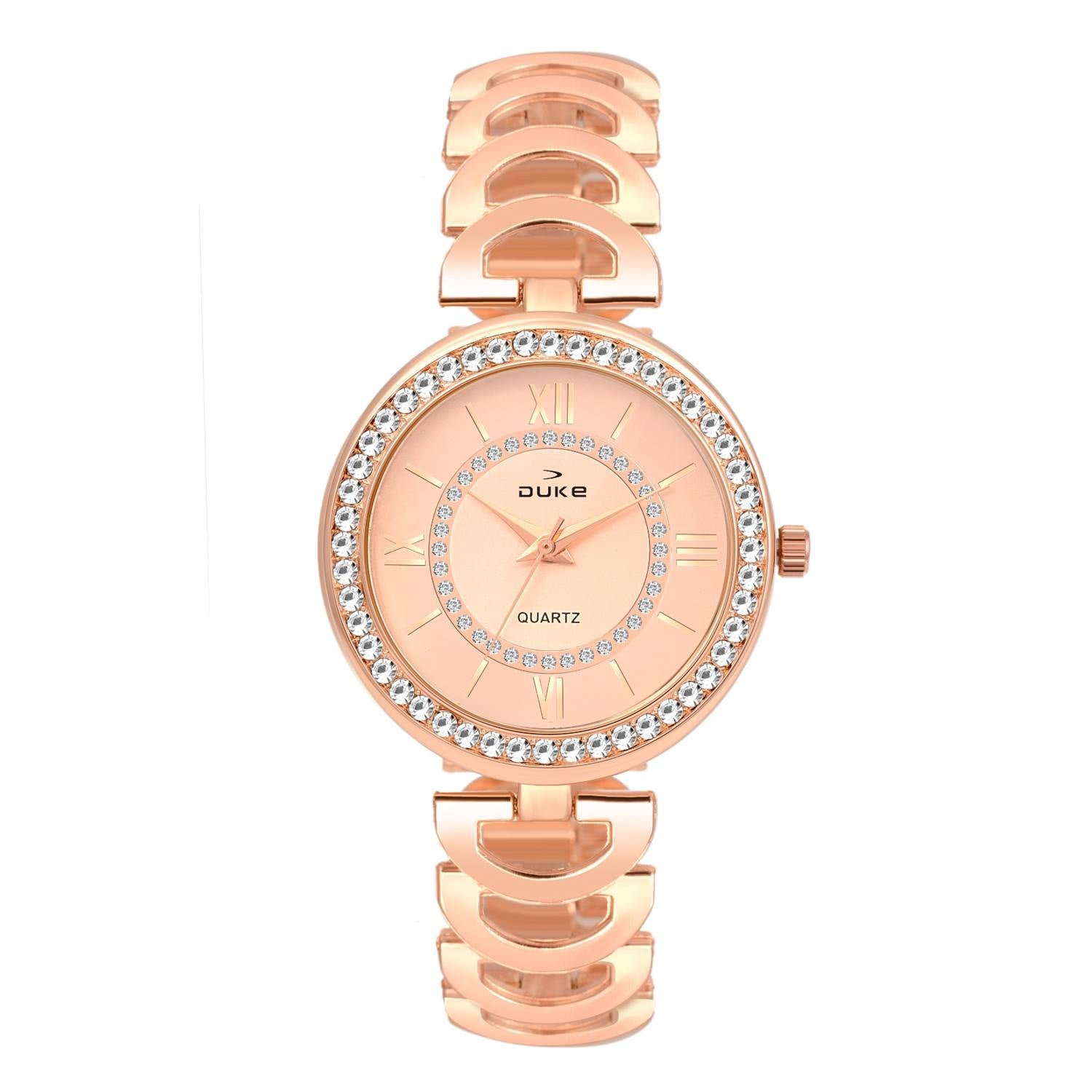 Duke Formal Analogue Women Watch Rose Gold Dial Rose Gold Colored Strap (DK7005RW02C)