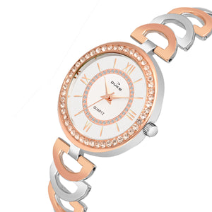 Duke Analogue Women Watch White Dial Steel And Rose Gold Colored Strap (DK7006RW02C)