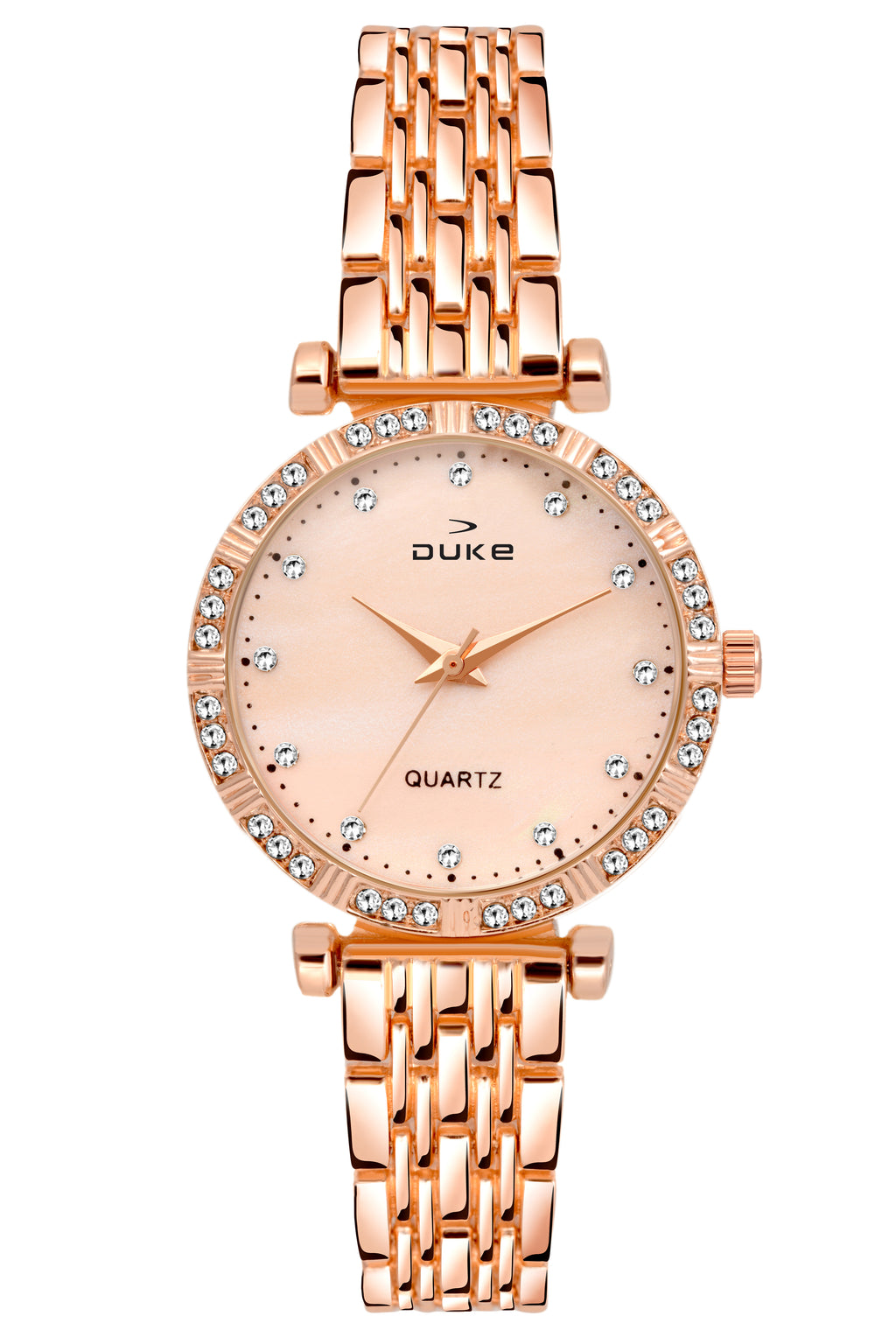 Duke Formal Analogue Rose Gold Wrist Watch with Studded dial Bracelet Chain for Women (DK7007RW02C)