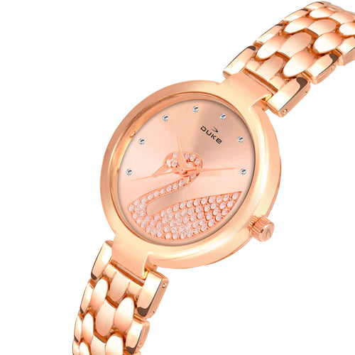 Duke Analog Women Watch Rosegold Dial Rose Gold Colored Strap (DK7009RW02C)