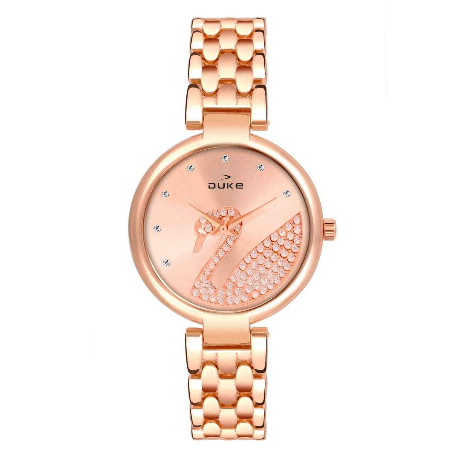Duke Analog Women Watch Rosegold Dial Rose Gold Colored Strap (DK7009RW02C)