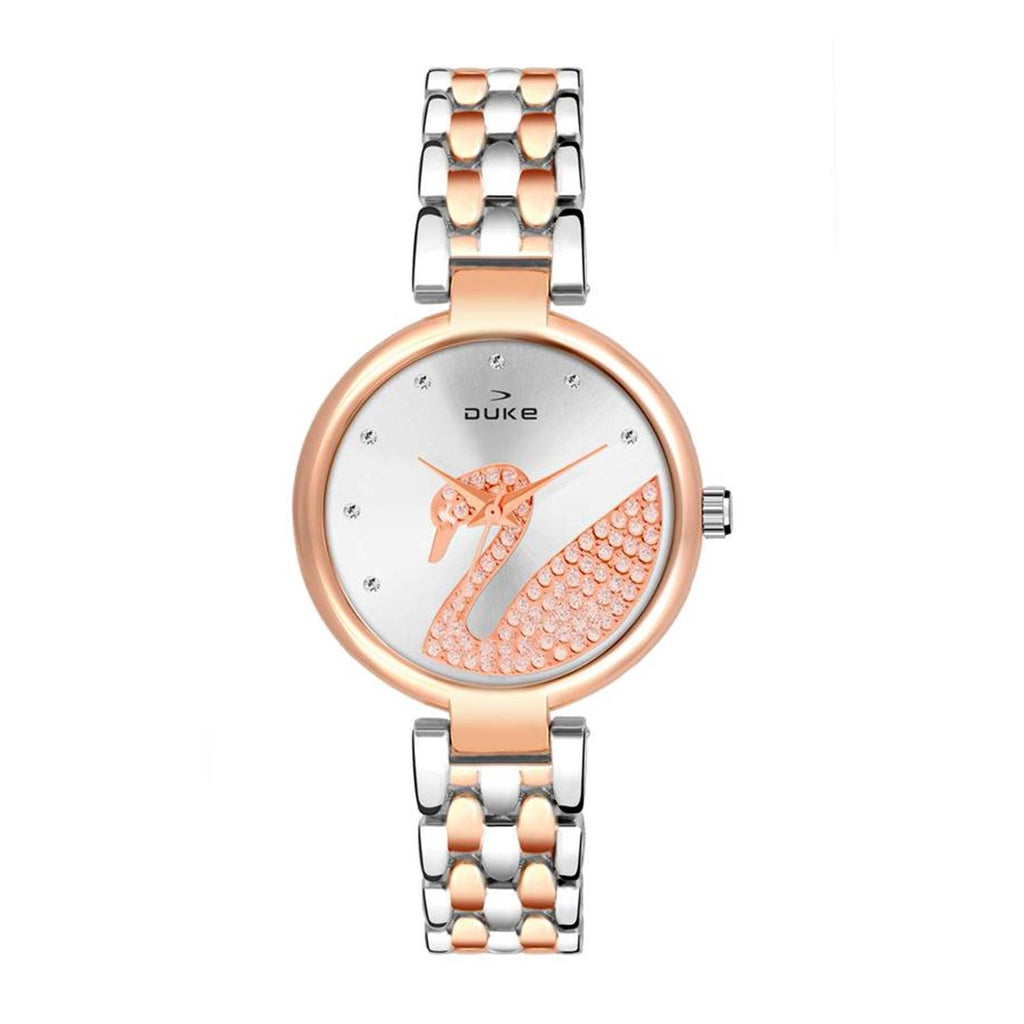 Duke Women Metal Strap Analog Silver Wrist Watch (DK7010RW02C)