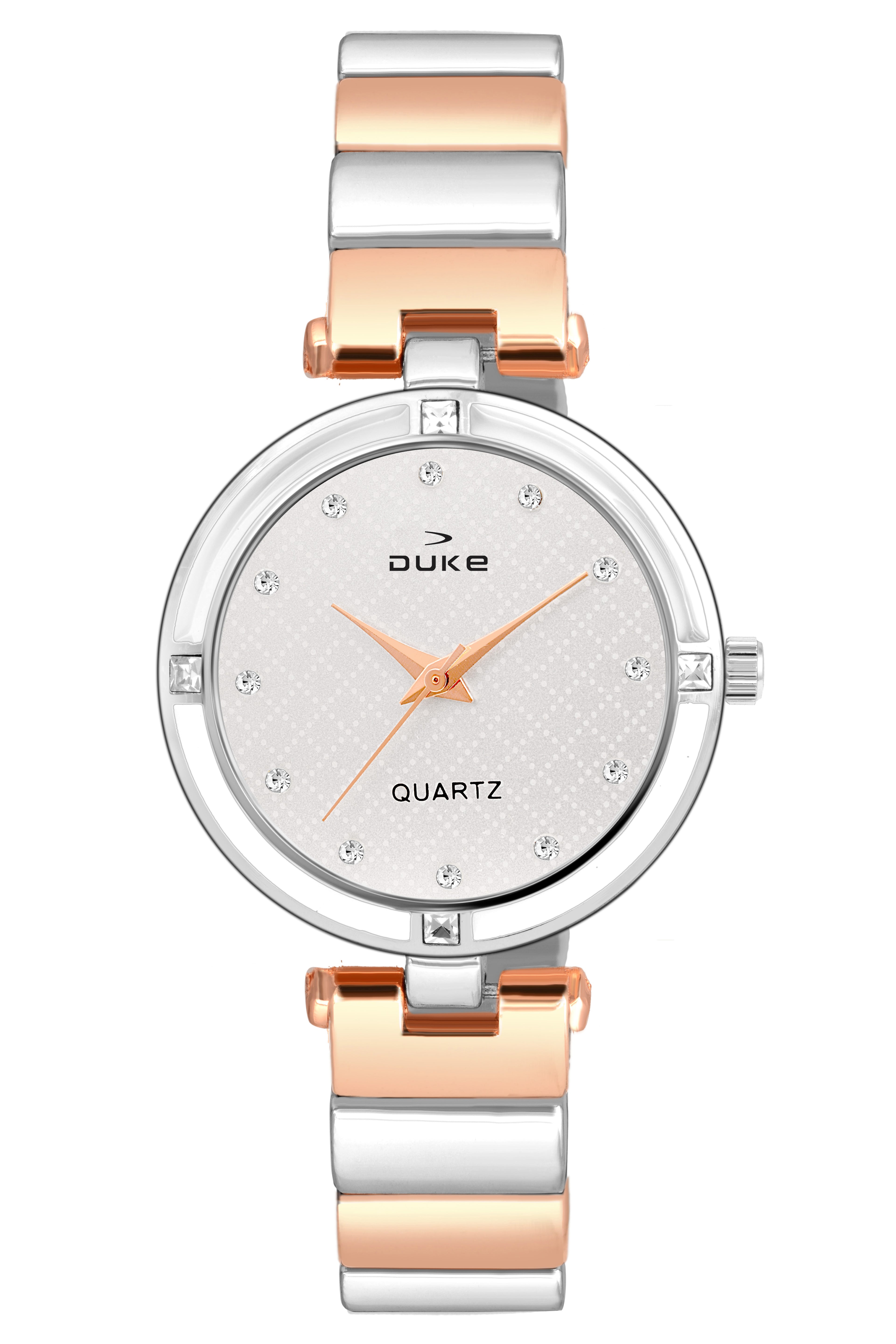 Duke Round Dial Stainless Steel Bracelet Chain Wrist Watch for Women (DK7016RW02C)