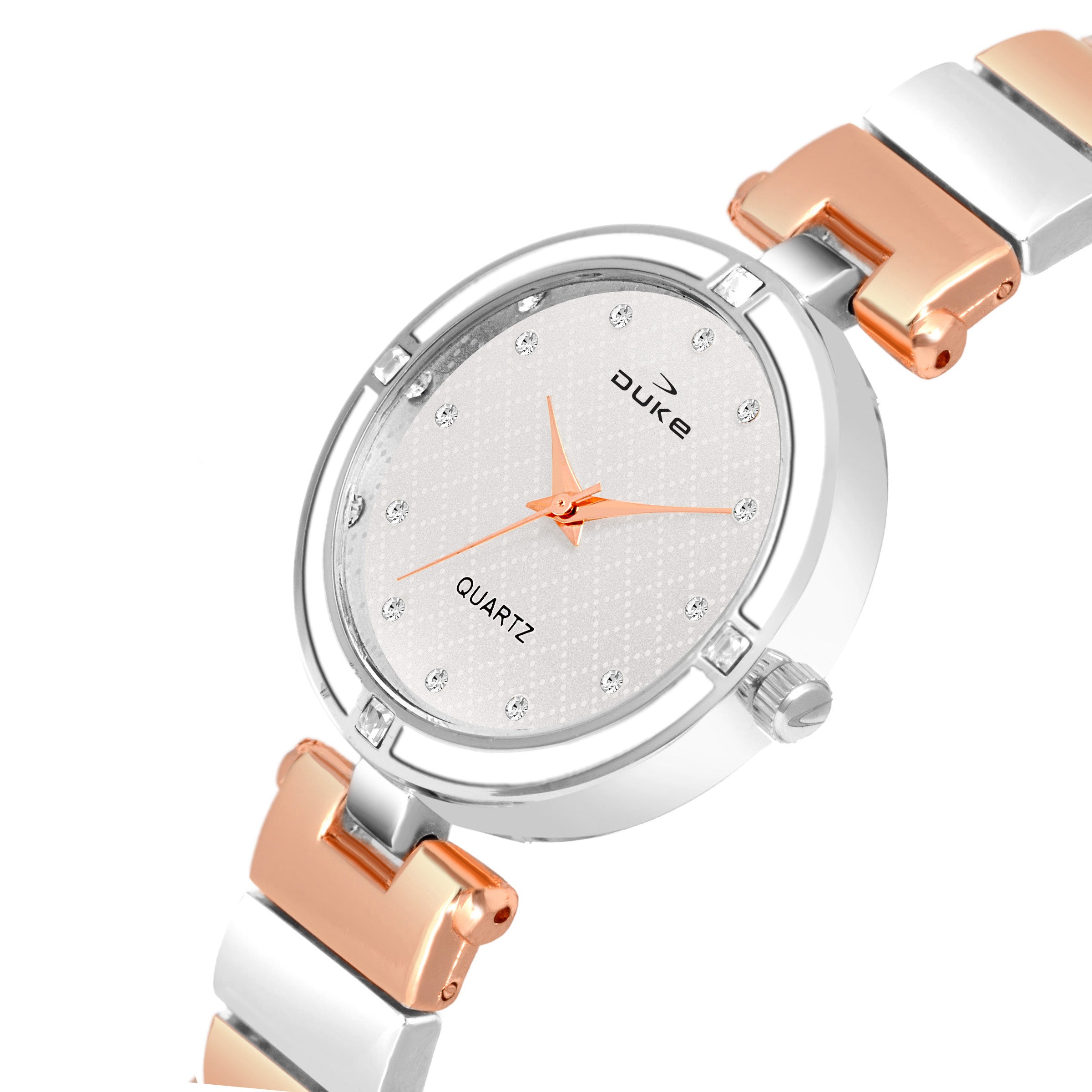 Duke Round Dial Stainless Steel Bracelet Chain Wrist Watch for Women (DK7016RW02C)