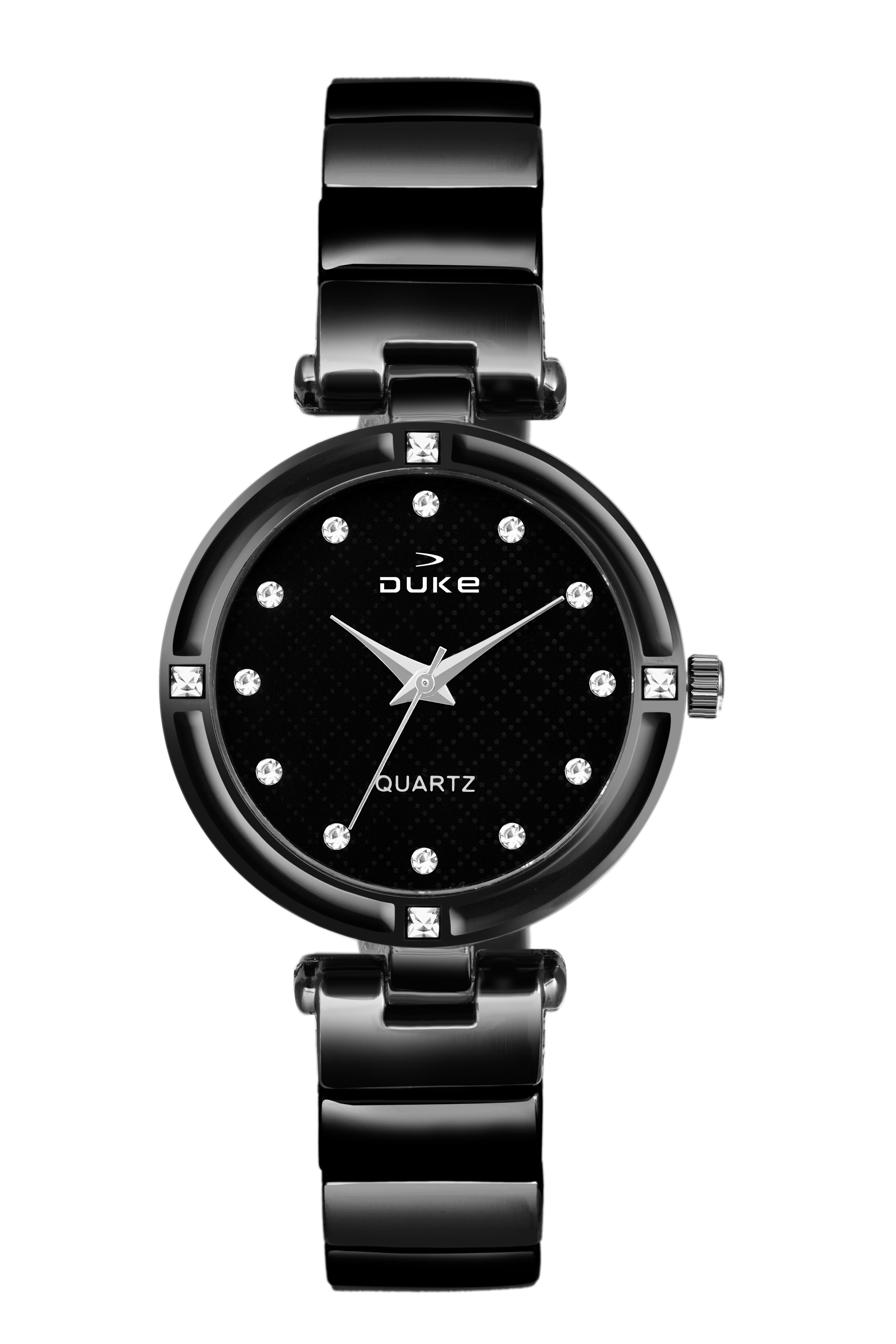 Duke Analog Black Fancy Dial Metal Strap Rose Gold Women Wrist Watch (DK7017RW02C)