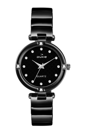 Duke Analog Black Fancy Dial Metal Strap Rose Gold Women Wrist Watch (DK7017RW02C)