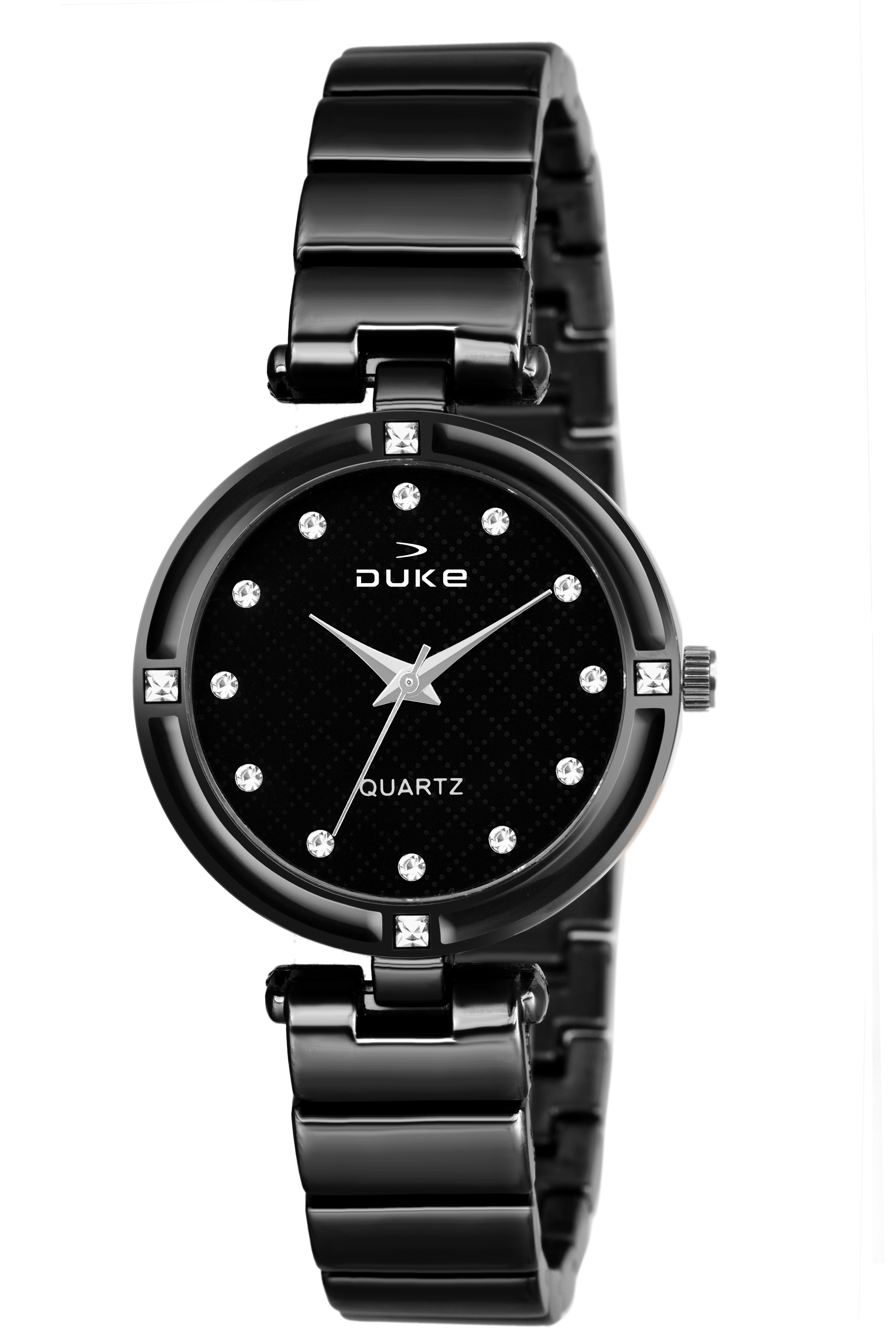 Duke Analog Black Fancy Dial Metal Strap Rose Gold Women Wrist Watch (DK7017RW02C)