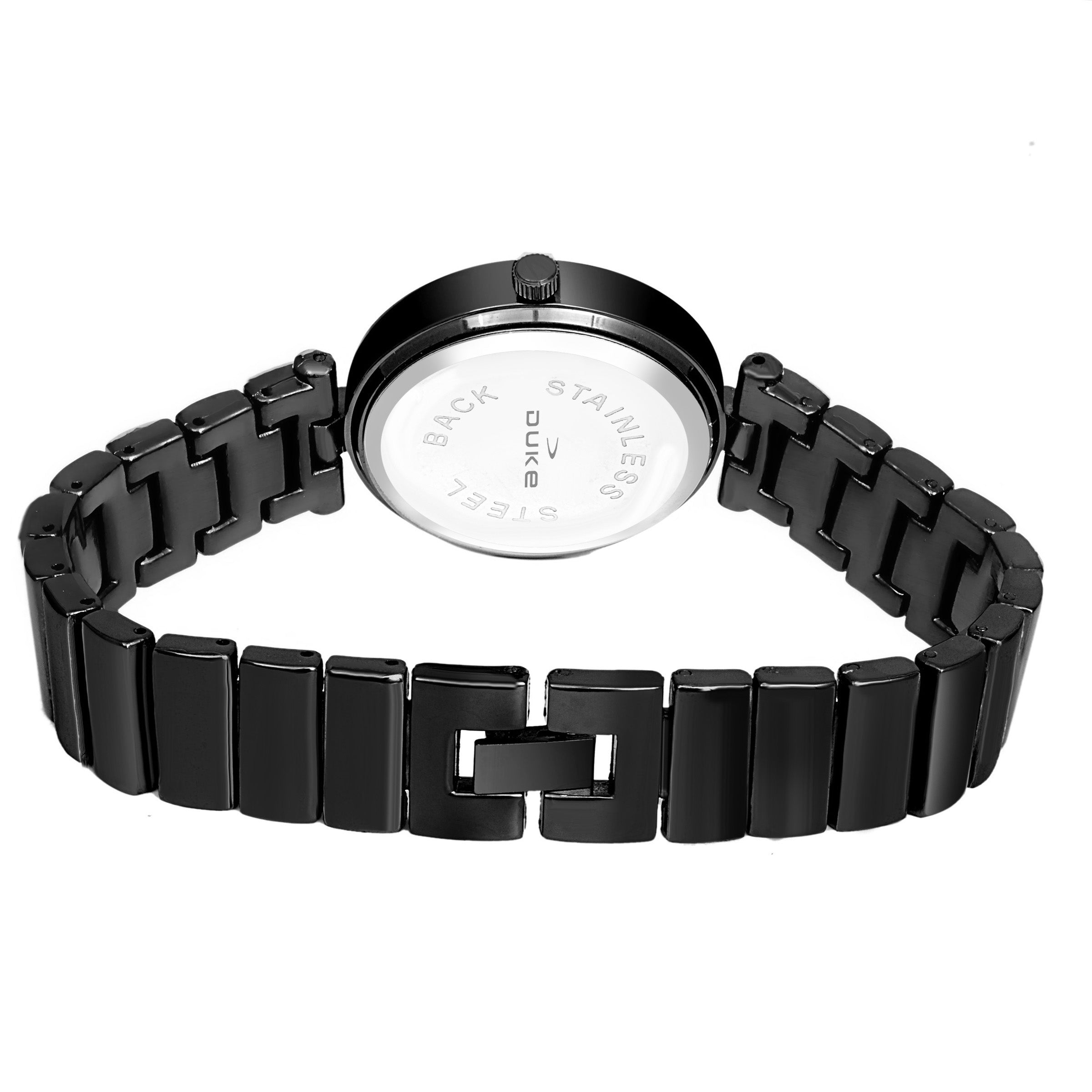 Duke Analog Black Fancy Dial Metal Strap Rose Gold Women Wrist Watch (DK7017RW02C)