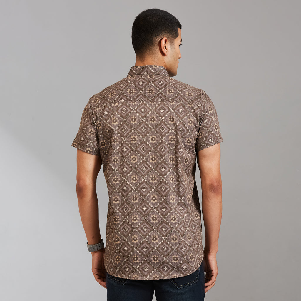 Duke Urban Men Geometric Print Half Sleeve Slim Shirt (SDO6PRIL)