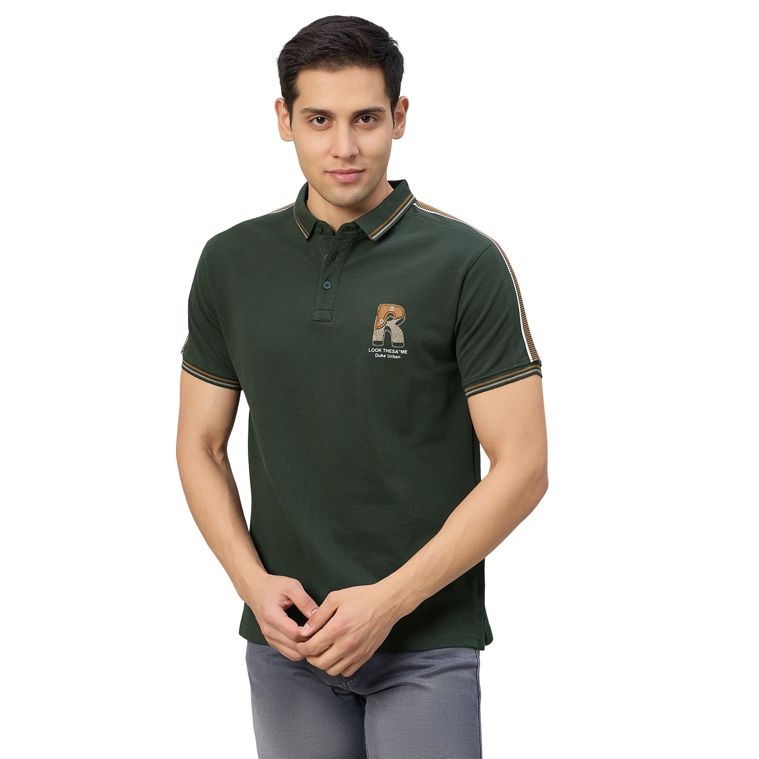 Duke Men Half Sleeve Cotton Regular Fit Casual T-shirt (LF7967)