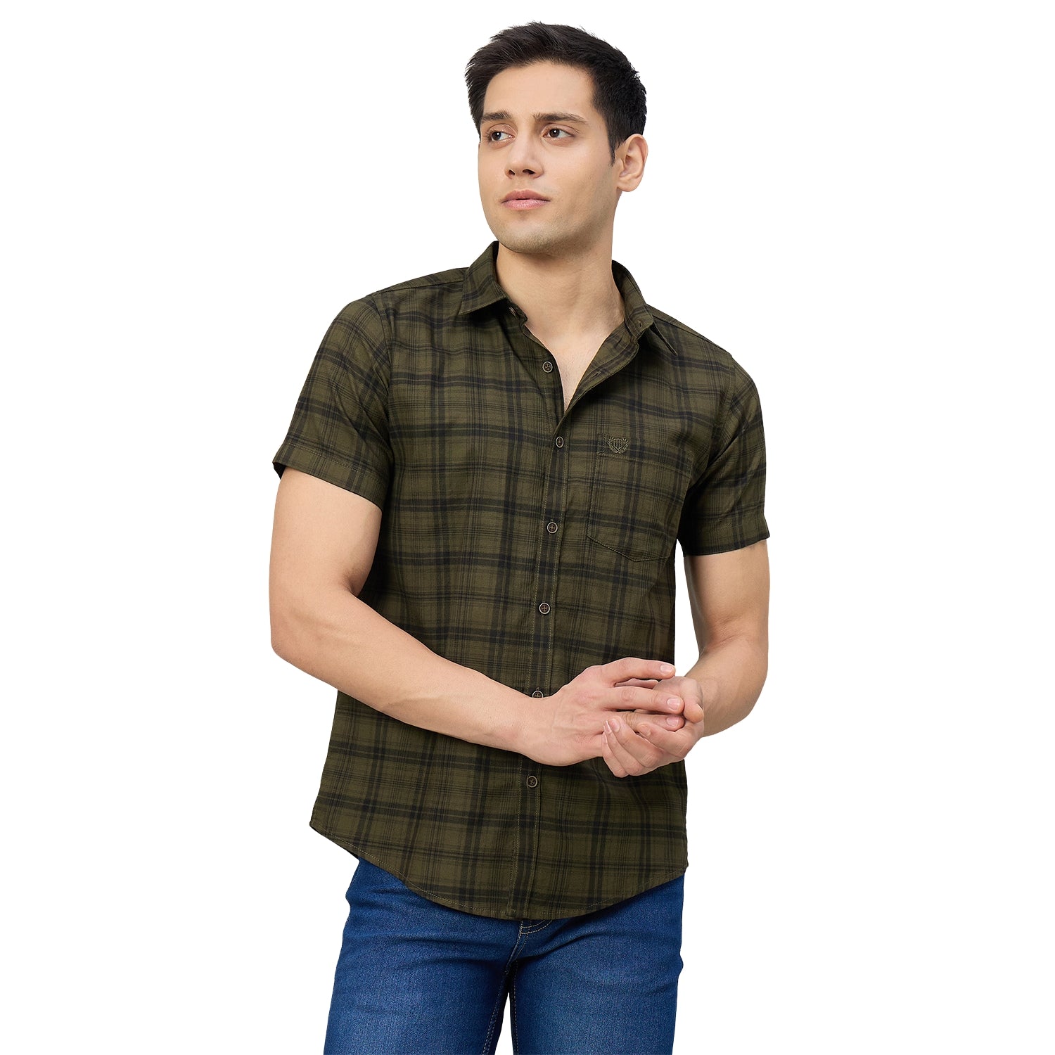 Duke Men Slim Fit Half Sleeve Twill Cotton Shirt (SDO3CKM)