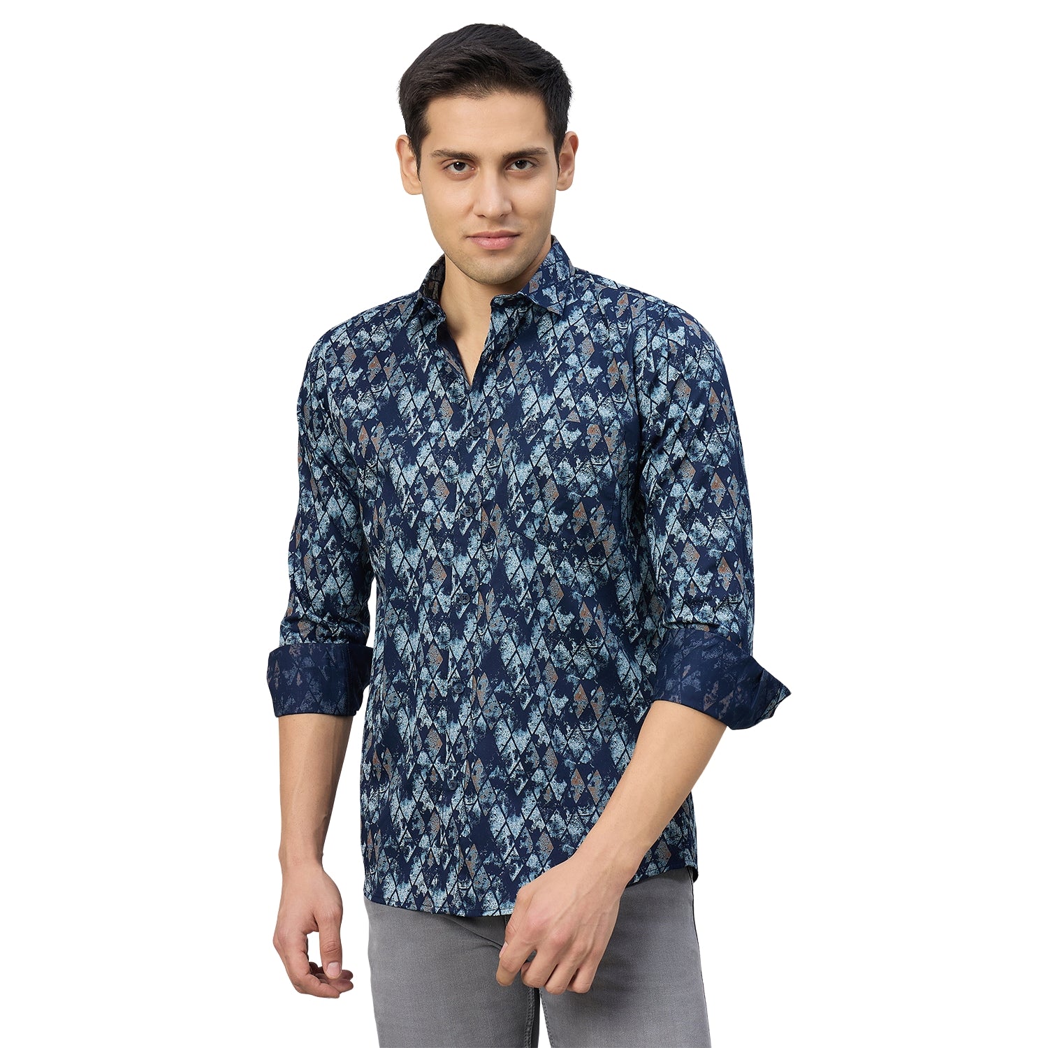 Duke Men Slim Fit Full Sleeve Short Style Cotton Shirt (SDO8PRBK)