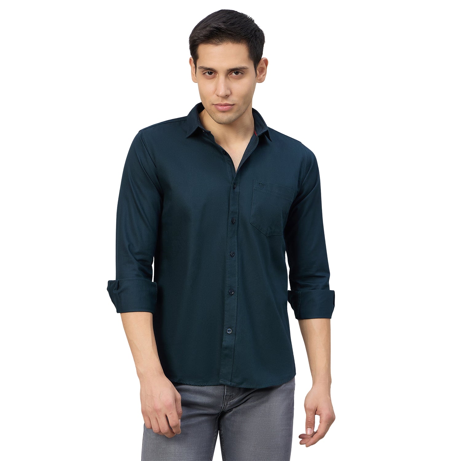 Duke Men Slim Fit Full Sleeve Short Style Cotton Shirt (SDO8PLTC)