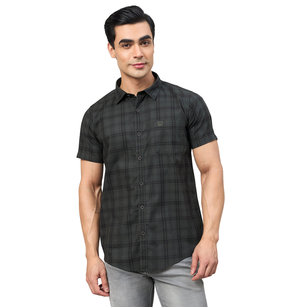 Duke Men Slim Fit Half Sleeve Twill Cotton Shirt (SDO3CKM)