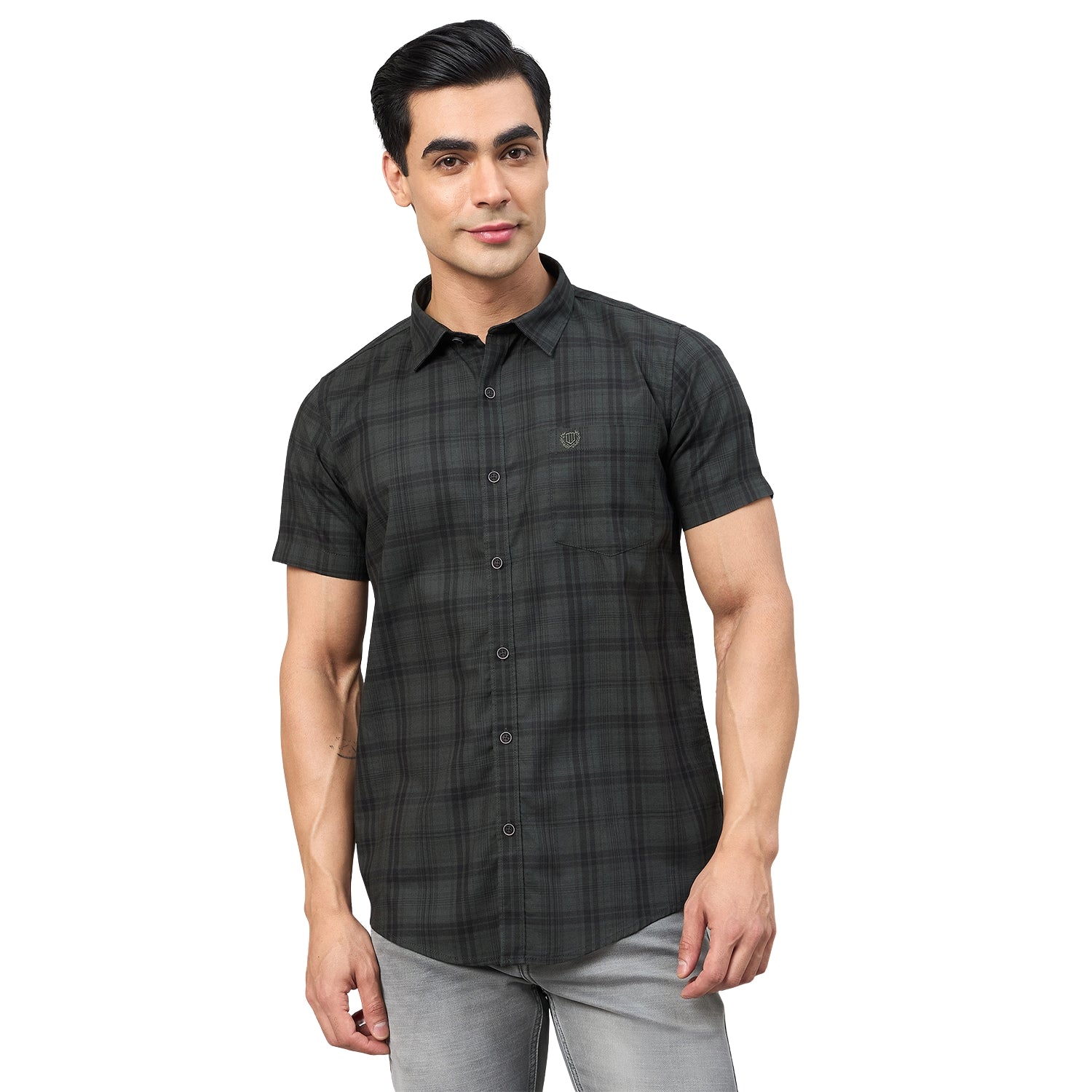 Duke Men Slim Fit Half Sleeve Twill Cotton Shirt (SDO3CKM)