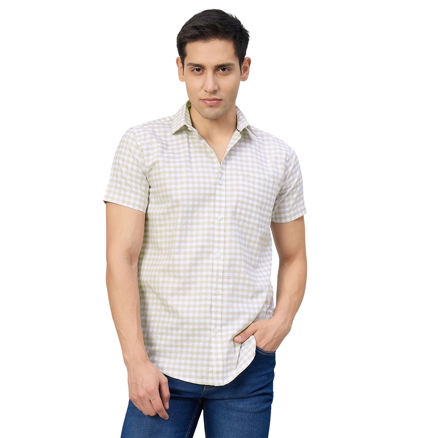 Duke Men Slim Fit Half Sleeve Oxford Cotton Shirt (SDO1CKJ)