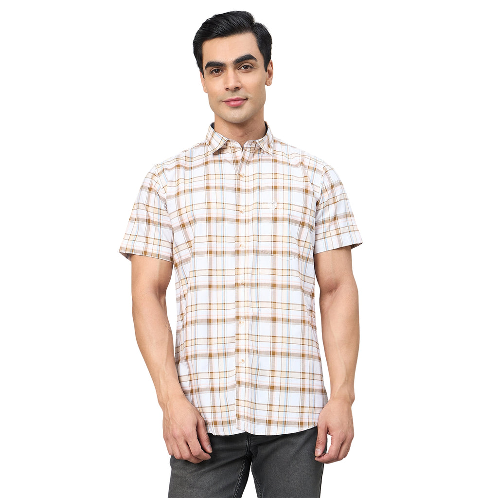 Duke Men Slim Fit Half Sleeve Oxford Cotton Shirt (SDO4CKG)