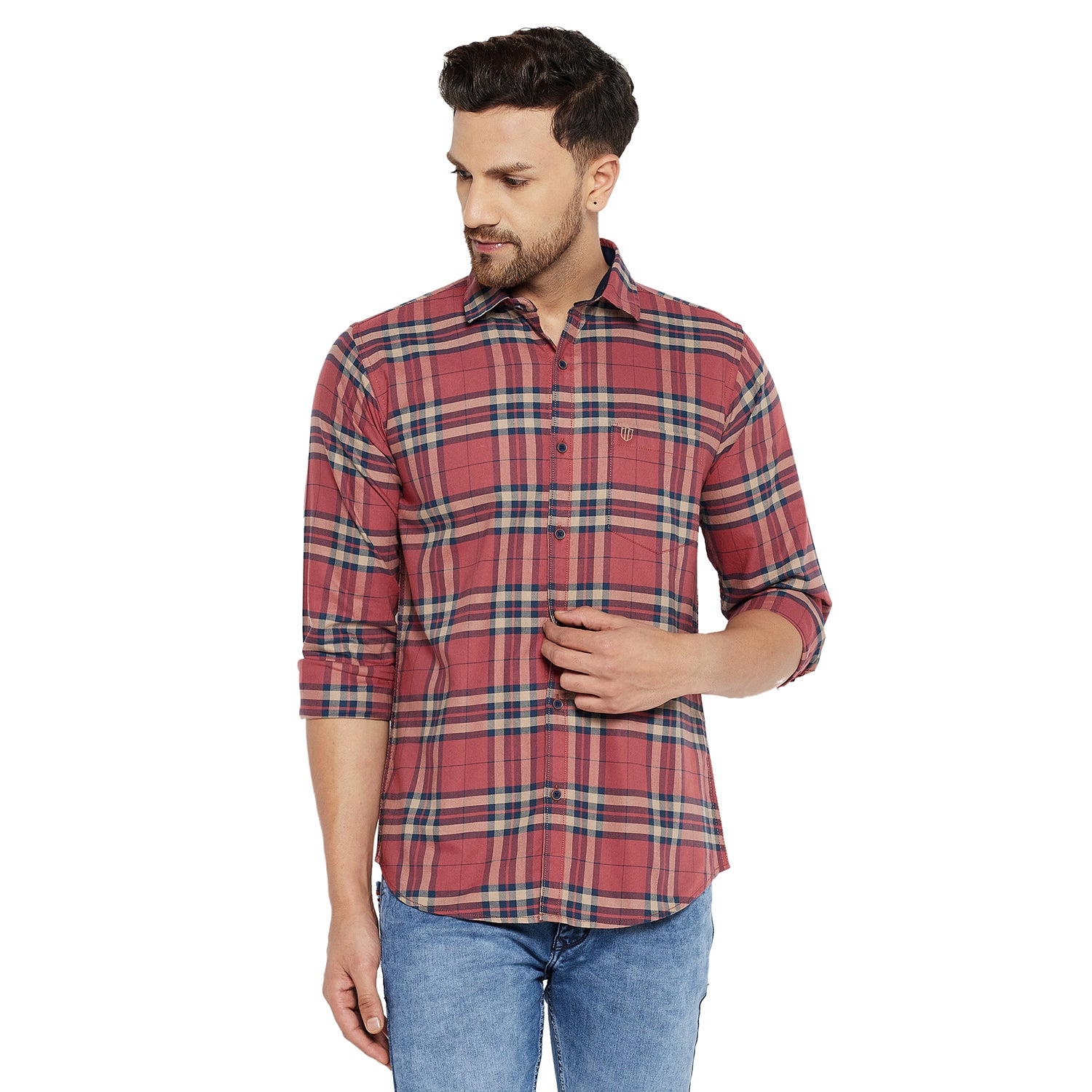 Duke Urban Men Slim Fit Solid Spread Collar Casual Shirt (SDO5CKOE)