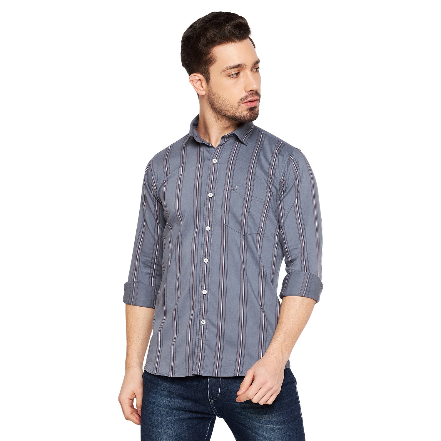 Duke Stardust Men Slim Fit Striped Spread Collar Casual Shirt (SDO8STTA)