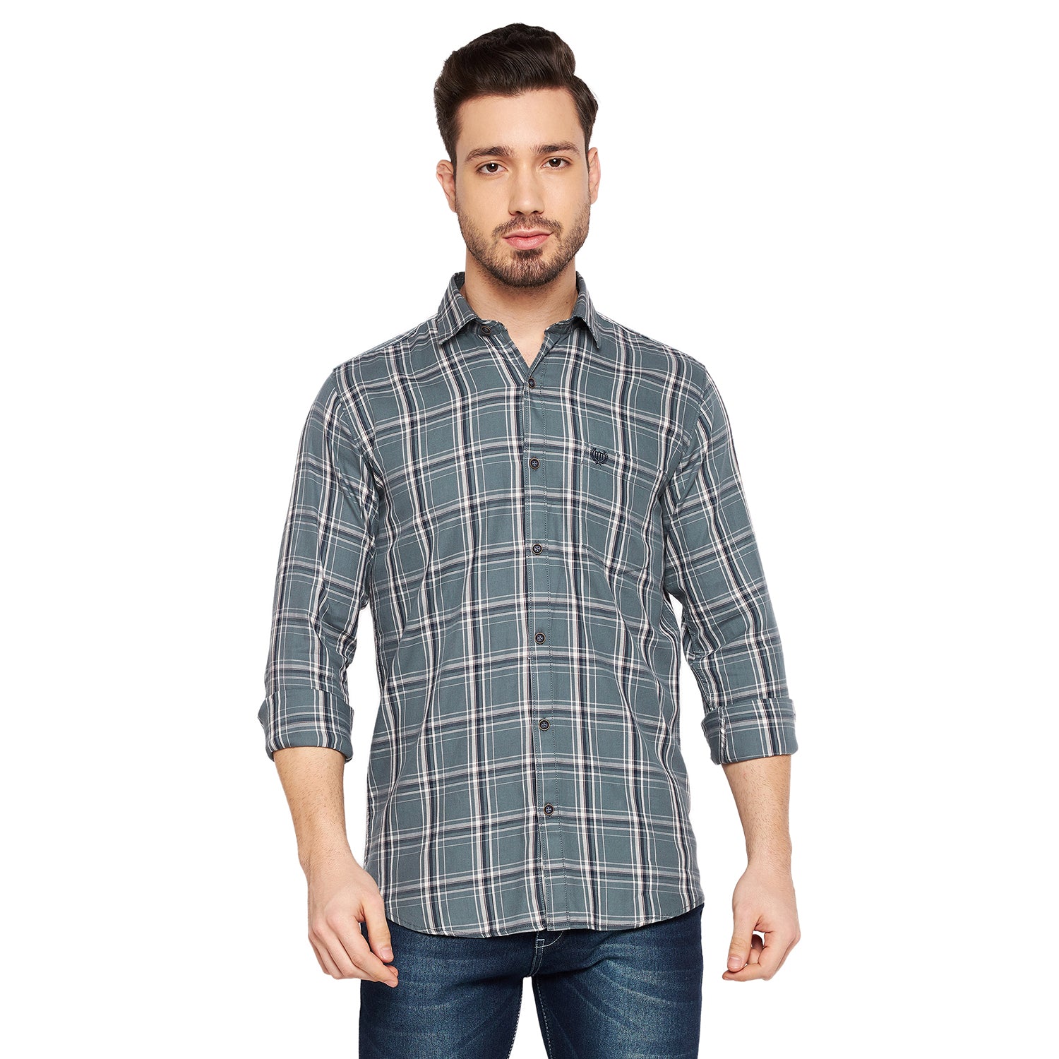 Duke Stardust Men Slim Fit Checkered Spread Collar Casual Shirt (SDO6CKJ)