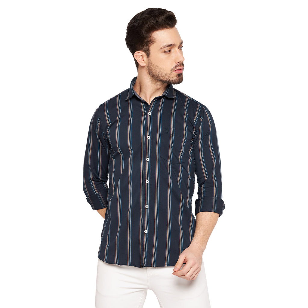 Duke Stardust Men Slim Fit Striped Spread Collar Casual Shirt (SDO8STT)