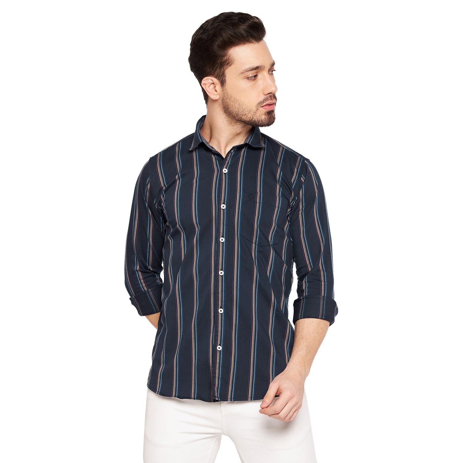Duke Stardust Men Slim Fit Striped Spread Collar Casual Shirt (SDO8STT)