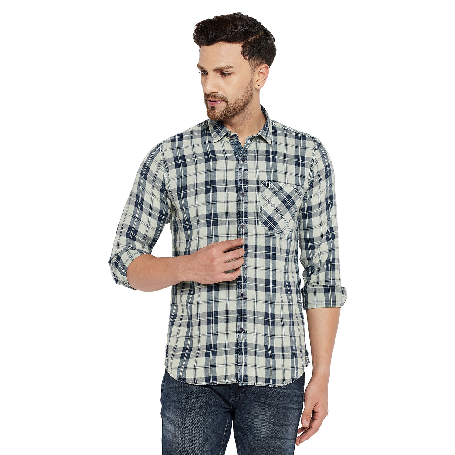 Duke Urban Men Slim Fit Solid Spread Collar Casual Shirt (SDO9CKIF)