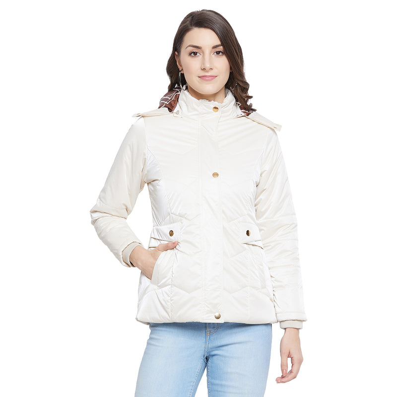 Duke Urban Women Full Sleeve Embossed Quilted Jacket (SDZ6698)