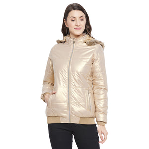 Duke Stardust Women Full Sleeve Mettalic Quilted Jacket (SDZ6748)